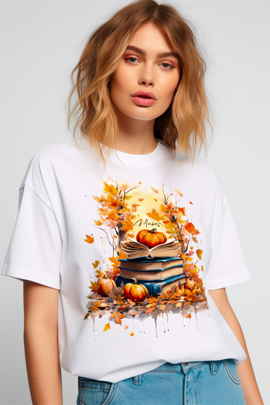 T-shirt | Pile de livres d'automne