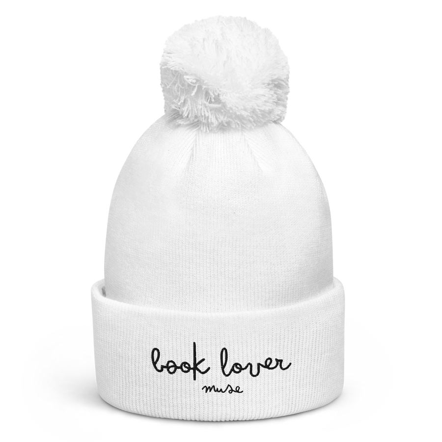 Bonnet à pompon brodé | Book Lover