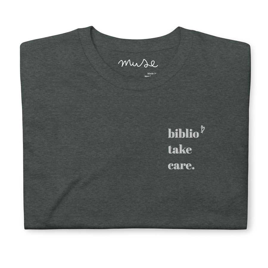 T-shirt brodé | biblio take care (bibliothécaire)