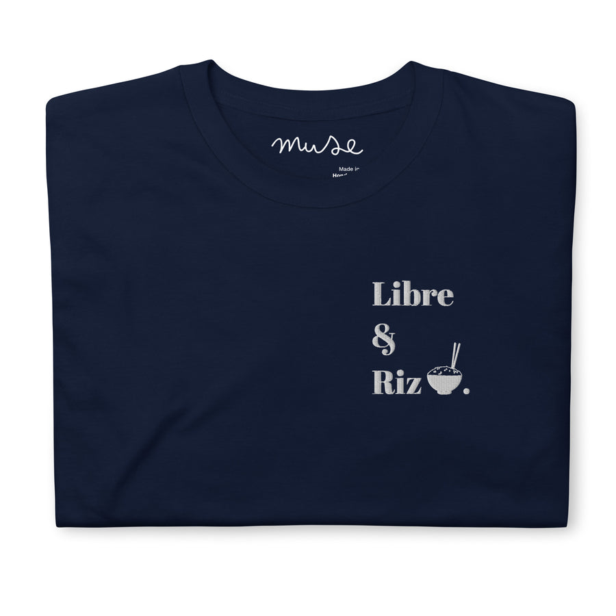 T-shirt brodé | Libre & Riz (librairie)