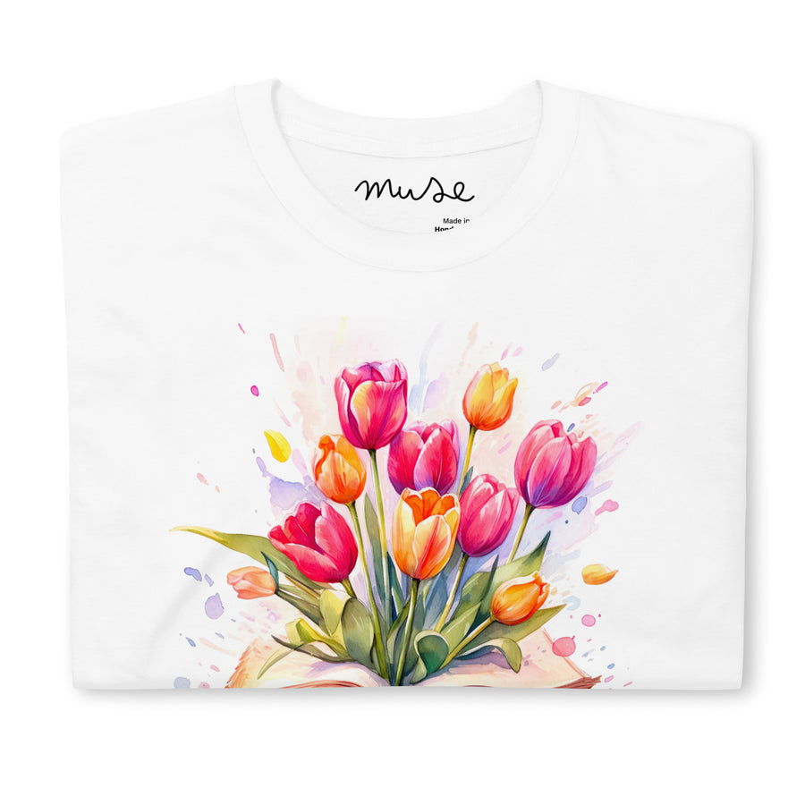 T-shirt | Livre fleuri de tulipes