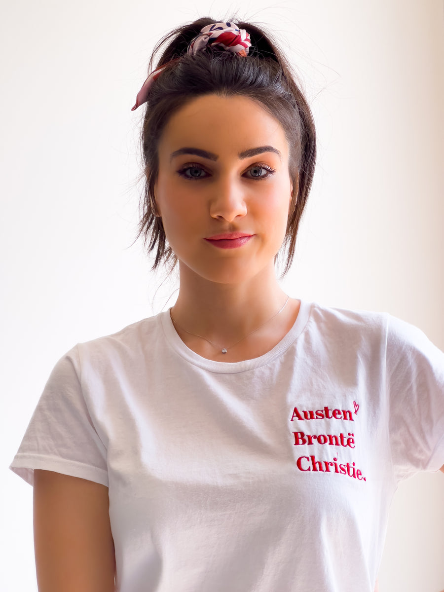 T-shirt brodé - Jane Austen, Soeurs Brontë, Agatha Christie