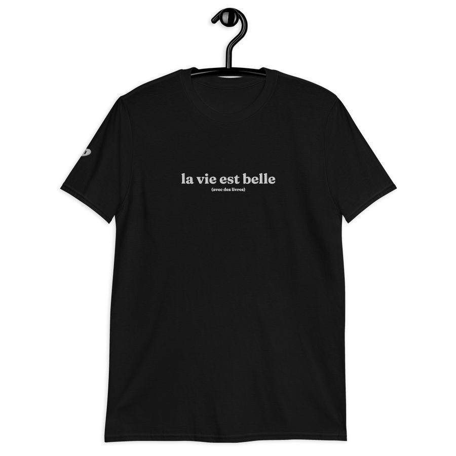 T-shirt brodé | La vie est belle (avec des livres)