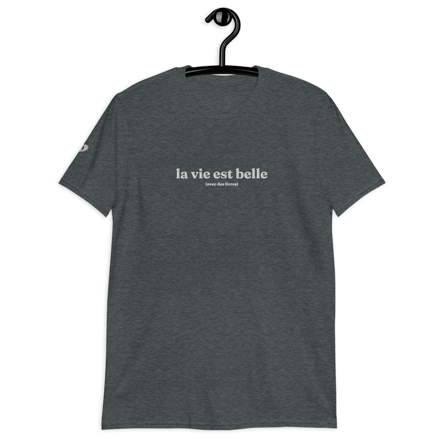 T-shirt brodé | La vie est belle (avec des livres)