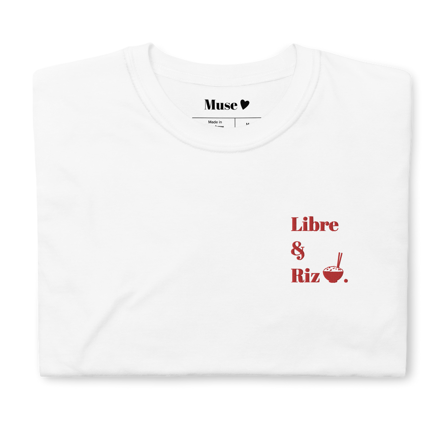 T-shirt brodé - Libre & Riz (librairie)