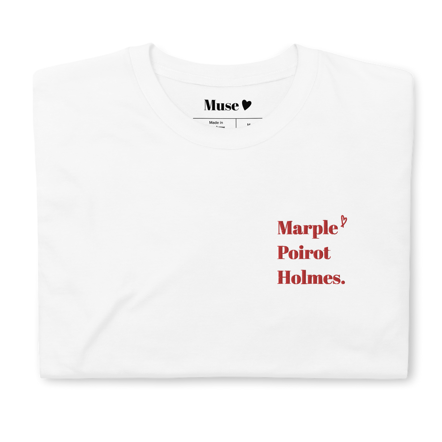 T-shirt brodé - Hercule Poirot, Miss Marple et Sherlock Holmes