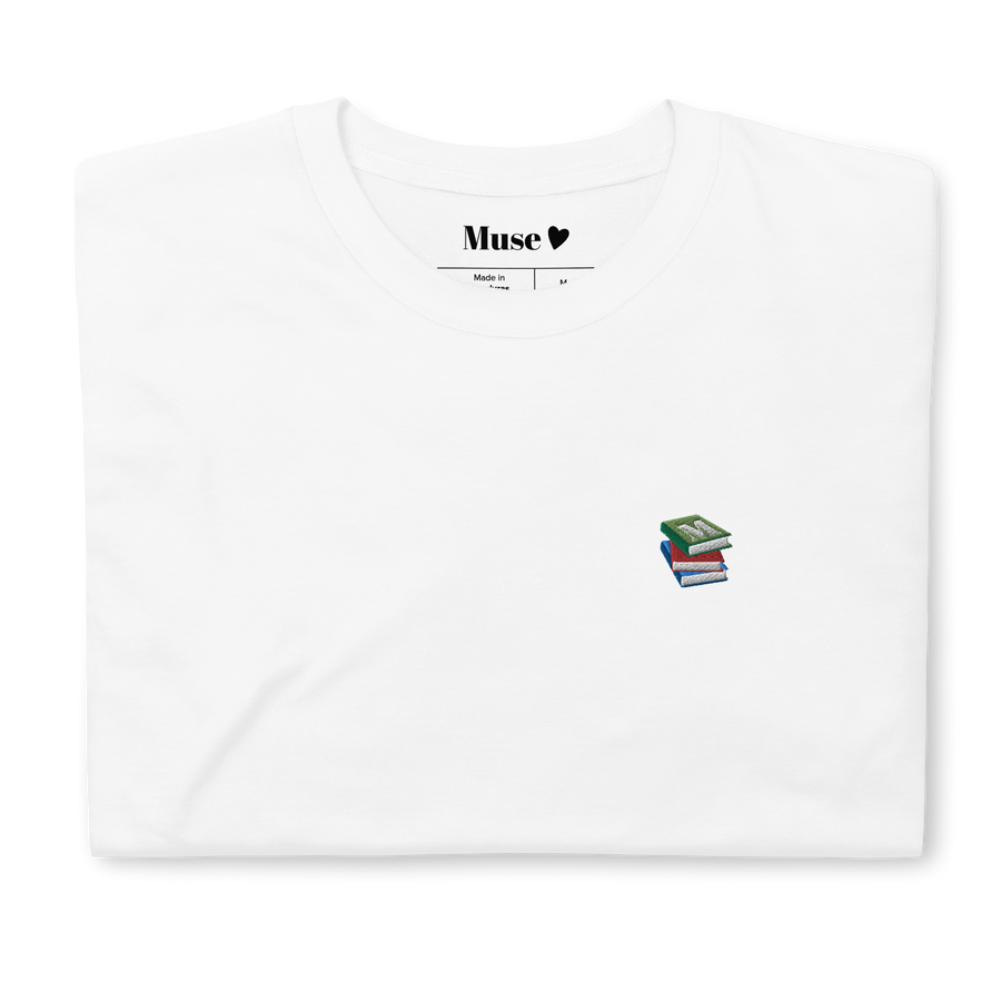 T-shirt brodé - 📚 Émoji "Pile de livres"(5 coloris)