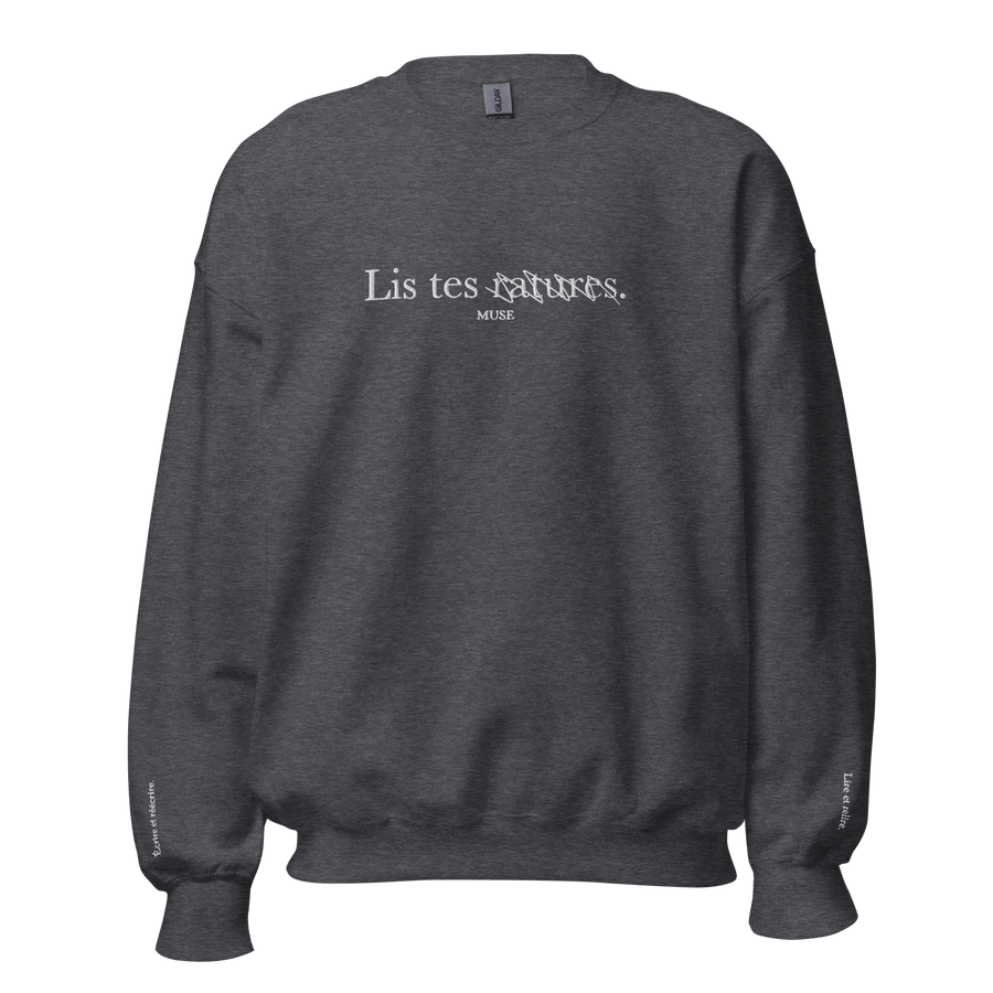 Sweat brodé poitrine et poignets - Lis tes ratures (6 coloris)