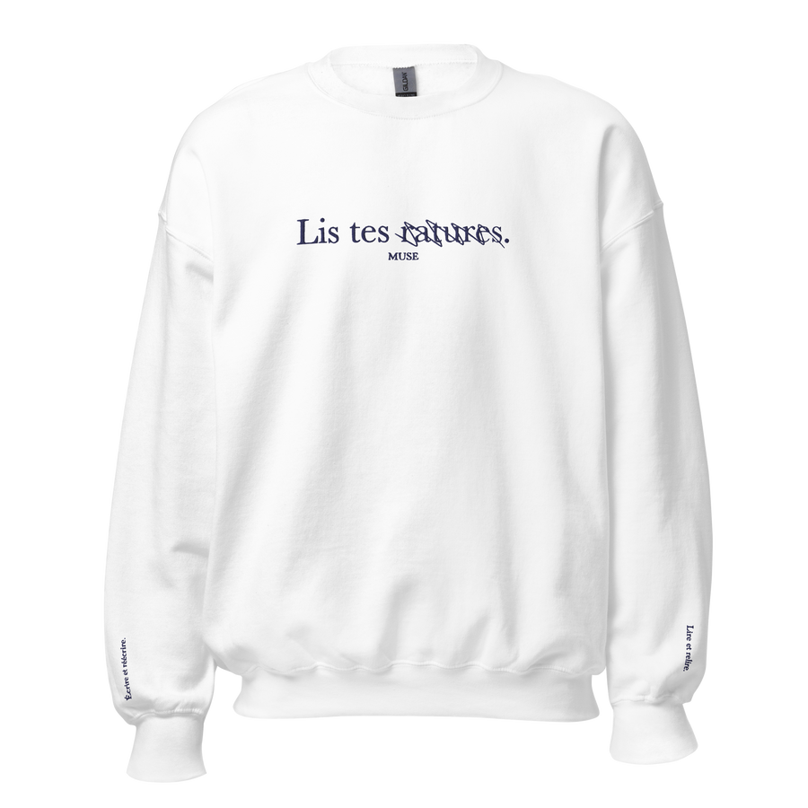 Sweat brodé poitrine et poignets - Lis tes ratures (6 coloris)